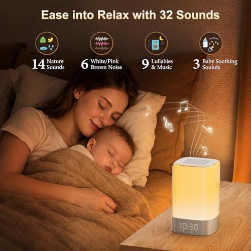Alarm Clocks Bedside, White Noise Machine, Night Light & Bluetooth Speaker — view 3