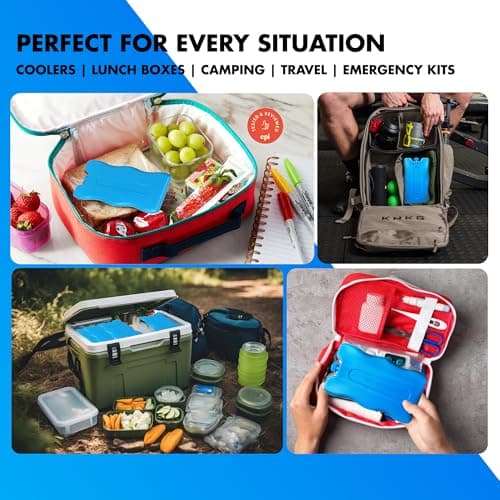 UR CHOICE Freezer Blocks – 6 Pack | Long-Lasting Reusable Ice Packs for Cool Bags, Lunch Boxes & Coolers – Leakproof, Slim & Lightweight – Keeps Food Fresh & Drinks Cold for Camping, Travel & Picnic — view 5
