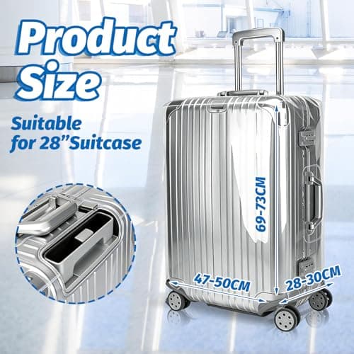 ASelected Suitcase Cover Protector 28 Inch, Clear PVC Suitcase Cover Protectors for Wheeled Suitcase, Waterproof Suitcase Protector for Business Trip Daily Using — view 2