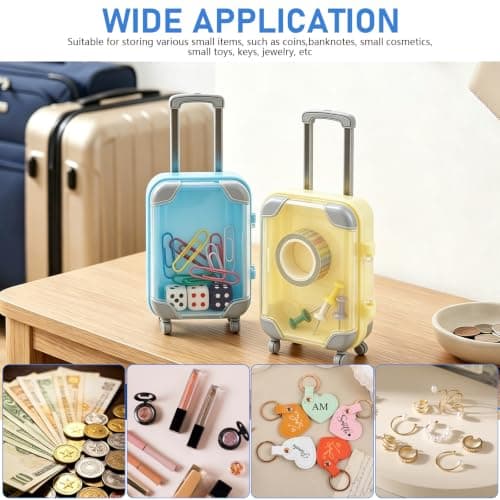 Mini Suitcase Gift Box, 4 Pieces Mini Suitcase, Reusable Travel Voucher Packaging with Wheels, Suitable for Surprises such as Birthdays, Weddings and Money Gifts — view 6