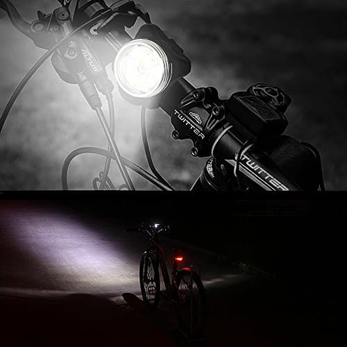 Rechargeable LED Bike Lights Set Headlight Taillight Combinations LED Bicycle Light Set 2 USB Cables,4 Light Modes Water Resistant, IPX4 — view 2