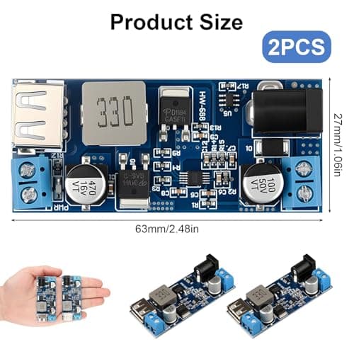 2Pack 24V/12V to 5V 5A Power Buck Converter 12V to 5V DC-DC Power Down — view 2