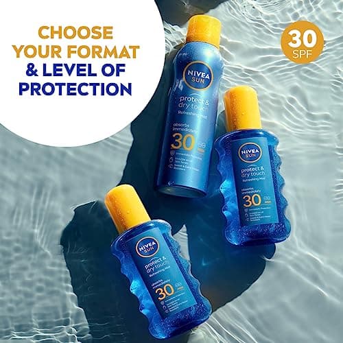 NIVEA SUN Protect & Dry Touch Invisible Sun Spray SPF 30 (200 ml), Water-Resistant Sun Oil, Immediate Protection against UVA & UVB Rays, Transparent/No White Marks — view 6