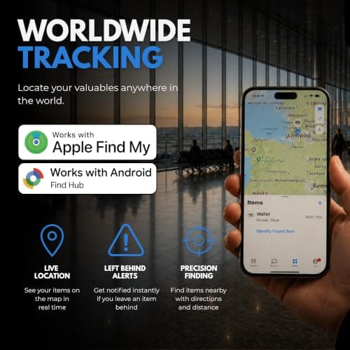 Card Defender Finder Bluetooth Wallet Tracker Card Compatible with Apple Find My & Android Find Hub, Global Tracking for Wallets, Bags & Luggage, Rechargeable Battery, IP68 Waterproof — view 2