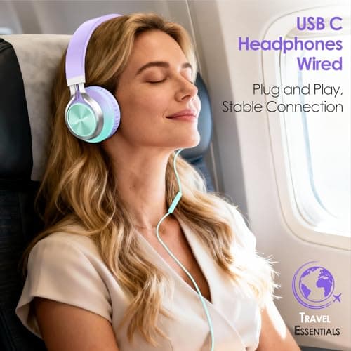 INFURTURE USB C Headphones Wired Over Ear with Mic for School and Classroom — view 5