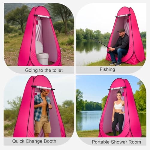 BREEZENEST Pop Up Tent | Toilet Tent for Camping Portable Privacy Shelter | Shower Tent for Outdoor Changing, Beach, Fishing | Instant Pop Up Toilet & Changing Room (Pink) — view 5