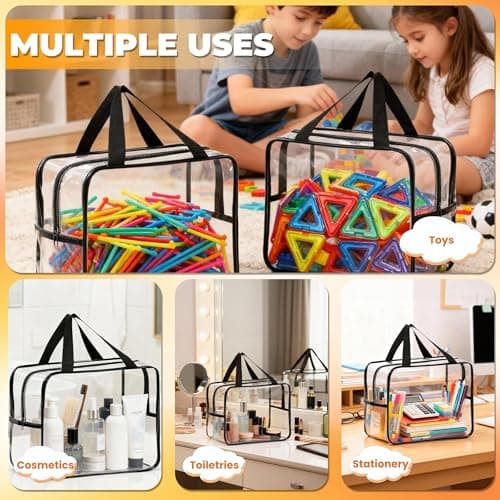 6 Pack Toy Storage Bags with Labels and Zipper, Reusable PVC Toy Organizer — view 5