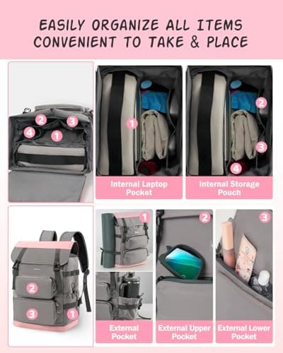 Odoland 2in1 Large Capacity Insulated Cooler Backpack - 26L Storage + 9L Insulated Cooler (20 Cans), 10H Cold Retention, Breathable Comfort, Leak-Proof, for Beach, Picnic, Work, Travel — view 6