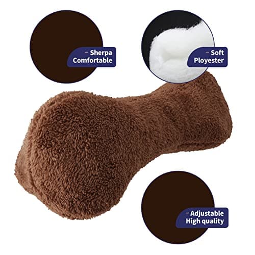 Jiangding Neck Pillow soft Bone shape for sofa Armchair Recliner Couch Office Chair Airplanes Sleeping Travel Great Pain Relief support or Supportive Neck Head Waist Support Fixable (Brown) — view 4