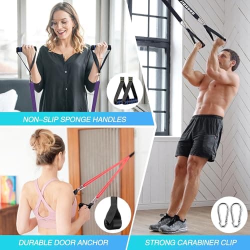 Resistance Bands Set, 5 Levels Exercise Bands Pull Up Bands for Men Women, Pull Up Assistance Bands for Strength Training, Pilates, Yoga, Muscle Toning, Body Stretching — view 6