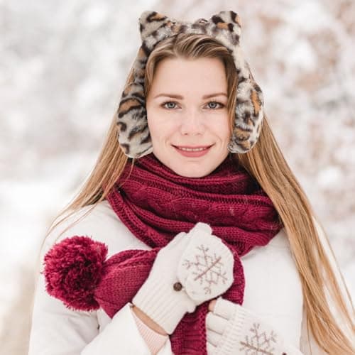 TOYANDONA Plush Winter Earmuff Leopard Print Ear Warmer for Women Girls — view 6