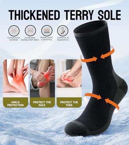 Merino Wool thermal socks for Men & Women,Cushioned Hiking Socks 3 pairs — view 2