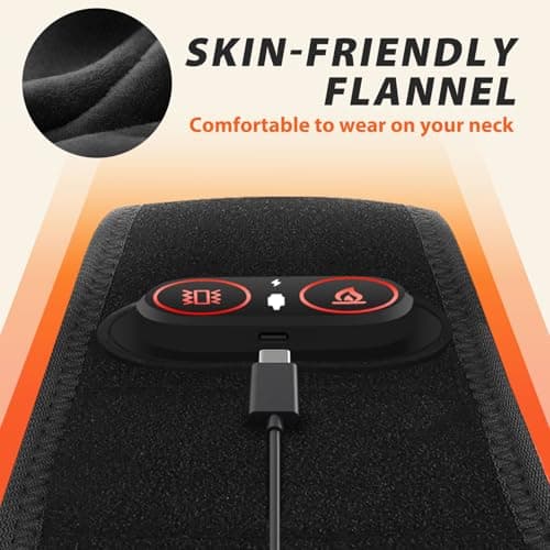 Cordless Neck Heating Pad with Vibration Massage, Portable Neck Warmer with 660nm Red Light, 3 Heat Levels, 3 Vibration Modes, and 3000mAh Battery, Suitable for Women Men, 85cm Length — view 4