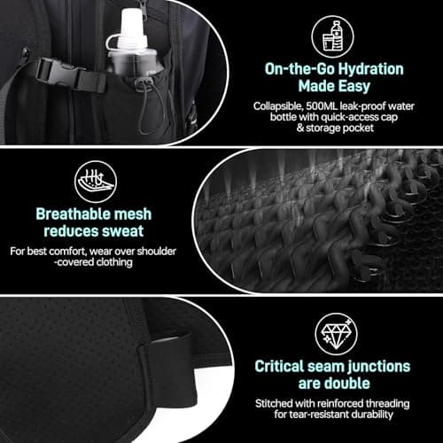 semai LED Running Vest Women & Mens Reflective Vest, Adjustable Chest Straps Running Hydration Vest with 500ml Water Bottle, 6 Pockets With Phone Holder & Storage for Marathon, Night Running, Cycling — view 2