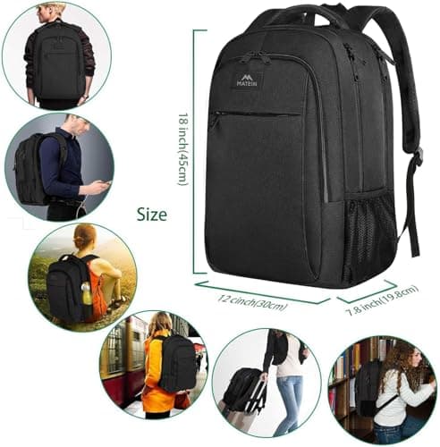 MATEIN Travel Laptop Backpack, Work Bag Lightweight Laptop Bag, Dark Black — view 2