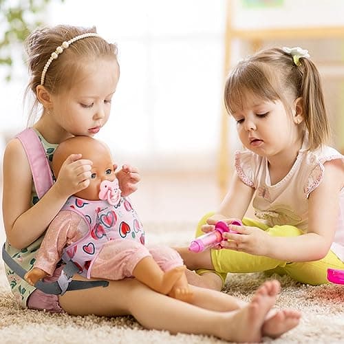 Aolso Baby Doll Carrier, Soft Cotton, Front and Back Carrying with Adjustable Straps for Baby, 14" to 18" Dolls Carrier Seat for Baby Born, Doll Accessories for Kids (Pink) — view 6