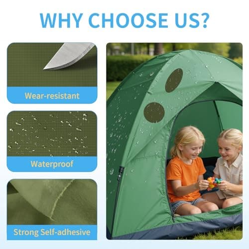Skystuff 24PCS Self-Adhesive Nylon Repair Patches for Tent, Down Jacket, Clothing & Puffer Coat - Heavy Duty Waterproof Fabric Tape Repair Kit for Outdoor Gear, Sleeping Bag, Backpack, Army Green — view 3