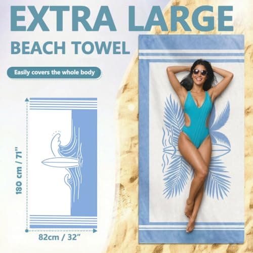 HPLSZCN Beach Towel, 180 x 82 cm Extra Large Beach Towels for Adults — view 2