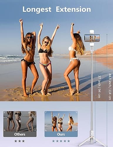 Selfie Stick Tripod for iPhone - 2 Rechargeable Fill Lights — view 3
