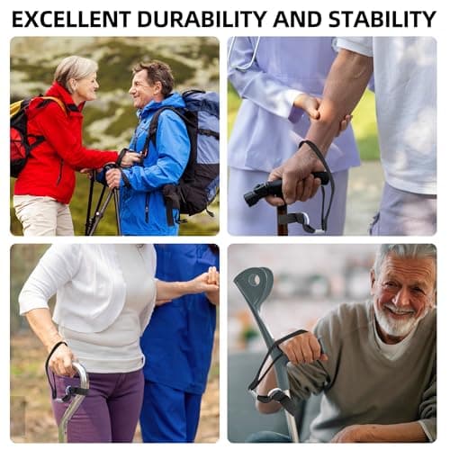 Bansusu 6Pcs Walking Stick Wrist Strap, Black Nylon Cane Hanging Rope — view 6