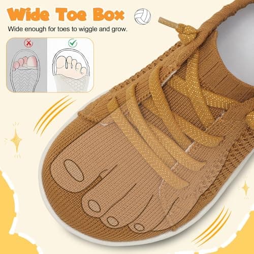 JOINFREE Toddler Barefoot Shoes Wide Toe Box Walking Trainers Brown — view 4