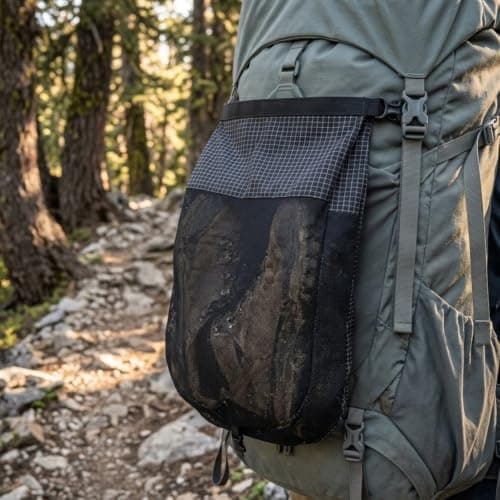Mesh Shoe Storage Bag S Black for Hiking Backpack(Olive Green -Small) — view 6