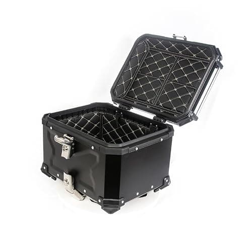 CuteHairy Motorcycle Top Case 45L, Aluminum Alloy Waterproof Motorbike Tail Box with Security Lock & Base Plate, Universal Helmet Luggage Storage Trunk for Scooter — view 3