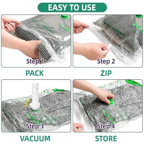STORAGE MASTER Space Saver Bags for Travel and Home Reusable Vacuum Storage Bags Save 80% More Storage Space, 12 Pack, with Electric Pump — view 5