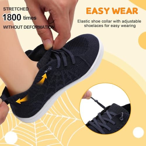 JIASUQI Toddler Boys Girls Barefoot Shoes Kids Wide Minimalist Sneakers Zero Drop Non-Slip Walking Shoes Breathable Flexible Tennis Shoe(NavyBlue 27,UK Size 8.5) — view 5