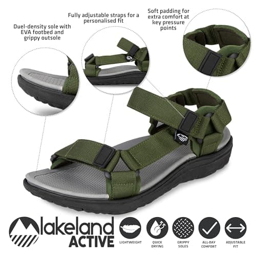 Lakeland Active Men's Stonethwaite Adjustable Outdoor Walking Trekking Sandals - Moss Green - 10 — view 4