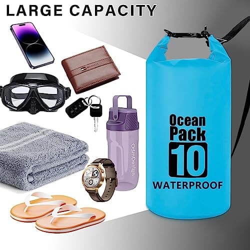 Invool Dry Bag, 5L/10L/20L/30L Waterproof Dry Bag, Dry Sack with Adjustable Shoulder Strap for Hiking, Swimming, Rafting, Surfing, Cycling, Camping, Fishing — view 5