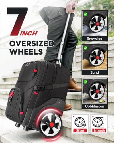 MATEIN Backpack with Wheels, 17 in Wheeled Backpack, Rucksack on Wheels — view 3