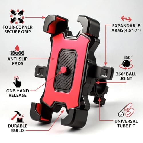 360° Motorbike Phone Holder | Bike Phone Mount Clamp | E Bike Accessories — view 2