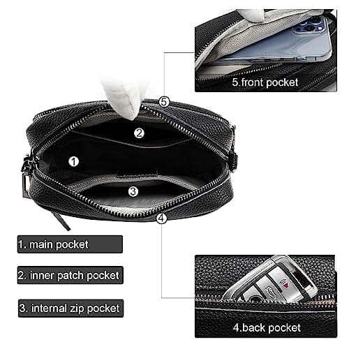 TIAASTAP Crossbody Bags for Women - Leather Handbags & Shoulder Bags with Adjustable Wide Strap Camera Cross Body Bag for Ladies Girls Travel Shopping Work (Black) — view 5