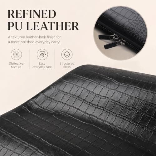 HUADO 13-13.6" Laptop Sleeve, PU Leather Crocodile Case for MacBook Air/Pro — view 4