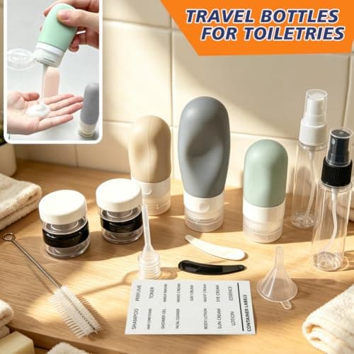 8 PCS Large Packing Cubes for Suitcases + 16 Pack Travel Bottles for Toiletries - Set of 24 - Suitcase Organiser Bags Lightweight Waterproof Luggage - Travel Essentials Refillable Travel Containers — view 6