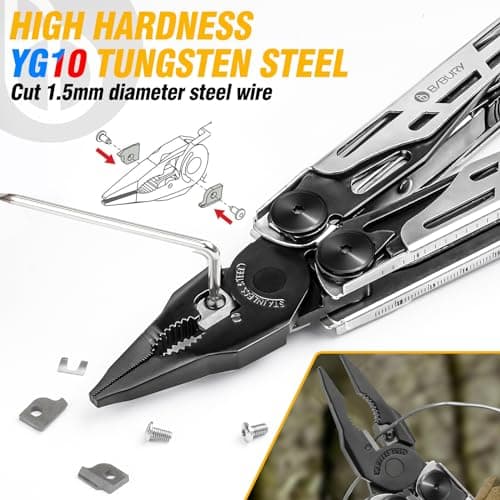 BIBURY Multitools, BI2045B Pro Multi Tool Foldable Pliers Screwdriver-Black — view 3