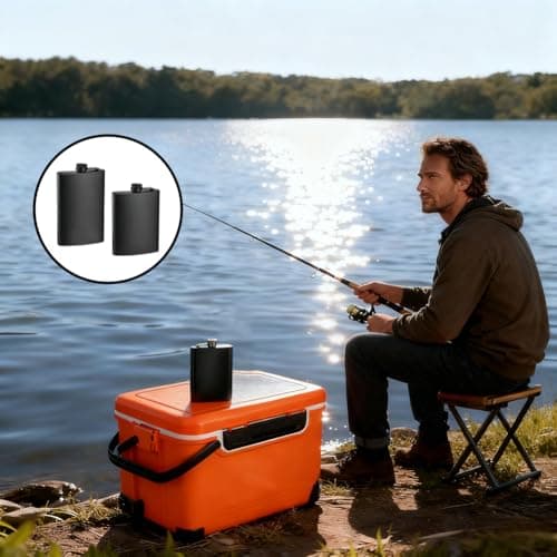2 Pack Hip Flasks for Liquor, 8 Oz & 12 Oz Hip Flask Alcohol Leakproof Stainless Steel Thin Hip-Flasks for Men & Women Climbing Camping Barbecue Bar Party Festivals Travel and Gift (Matte Black) — view 6