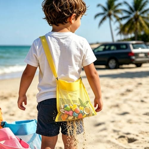 SIYOPINPFY Colorful Mesh Beach Bags, 5 PC Set — view 3