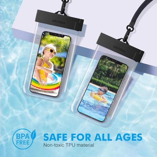 GRIFEMA Waterproof Phone Pouch 2 Pack IPX8 for Phones up to 8.2 Inch Clear — view 3