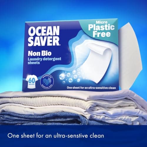 OceanSaver Eco Laundry Detergent Sheets | Non-Bio | Eco-Friendly, Biodegradable & Freshly Scented | Zero-Waste & Removes Tough Stains | Vegan, Plastic & Cruelty-Free | Plant Based Formula (60 Washes) — view 2