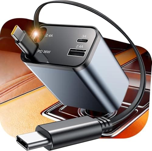 Retractable Car Charger, 69W 4 in 1 Fast Charger USB C Car Truck Accessories, Travel Essentials Gifts for Women Men, Car Accessories for iPhone 17 Pro Max Air 16 15 14 13 Plus,Galaxy,Pixel (Black)