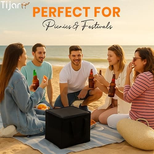 Tijar XL 40L Cooler Bag – Extra Large Heavy Duty Insulated Cool Bag, Black – Thick Foam Lined, Leak-Resistant, Foldable, Double Strap, Durable Zipper – Picnic, Camping, Food Storage, Travel — view 6
