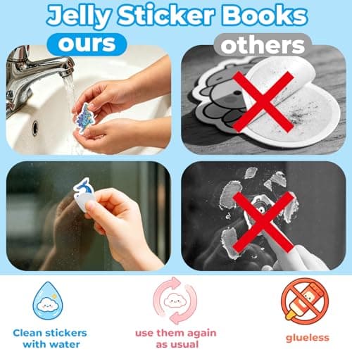 Kalysky 6 Pack Reusable Jelly Sticker Books for Toddlers 2-6 Girls Boys — view 3