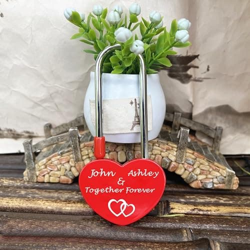 Personalised Padlock Engraved Padlock Love Locks Padlocks for Her Him Girls Couples Lover Custom Gifts for Birthday Anniversary Wedding Trip Travel Valentine Day (Design 3) — view 4