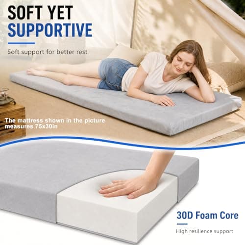 Foam Camping Mattress, Portable Sleeping Pad for Cot (Twin XL:79X38) — view 5
