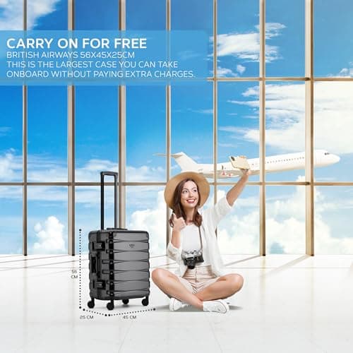 Flight Knight Premium Travel Suitcase - 8 Spinner Wheels - Built-in TSA Lock Lightweight Aluminium Frame, ABS Hard Shell Carry on Check in Luggage Highly Durable - Approved for Over 100 Airlines — view 2