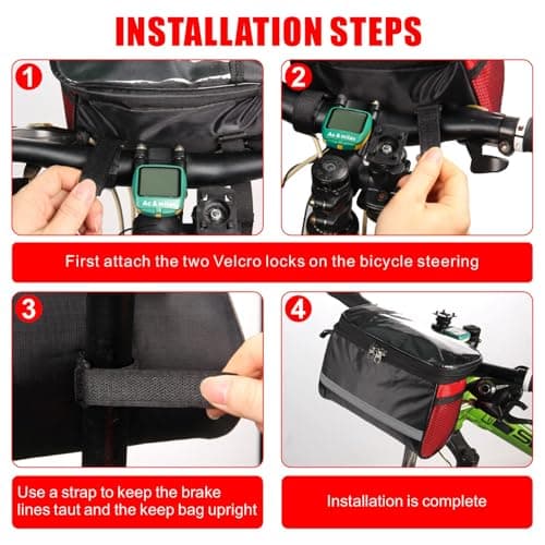 YEENAIV 3 Pcs Bike Rear Panniers Bag, Bicycle Rear Rack Waterproof Storage Luggage Bags Bike Saddle Bag, with Bicycle Handlebar Bag Sensitive Touch Screen for MTB Shoulder Bag & Waterproof Seat Cover — view 5