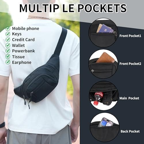 GERIINEER Bumbags Waist Fanny Pack for Women Ladies Men Waterproof Unisex Bum Bag for Dog Walking Running Traveling Cycling Hiking Outdoor Sport — view 3