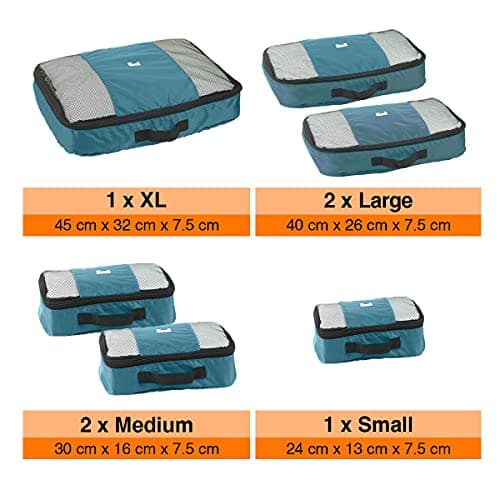 ANSIO Packing Cubes for Suitcase, 6-Piece Travel Luggage Organiser Set,Teal — view 3